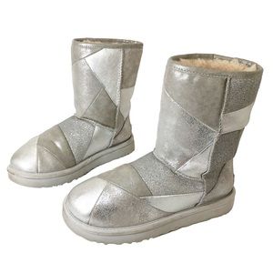 UGG Classic Short Women Glitter Silver Patchwork Boots | Size 7